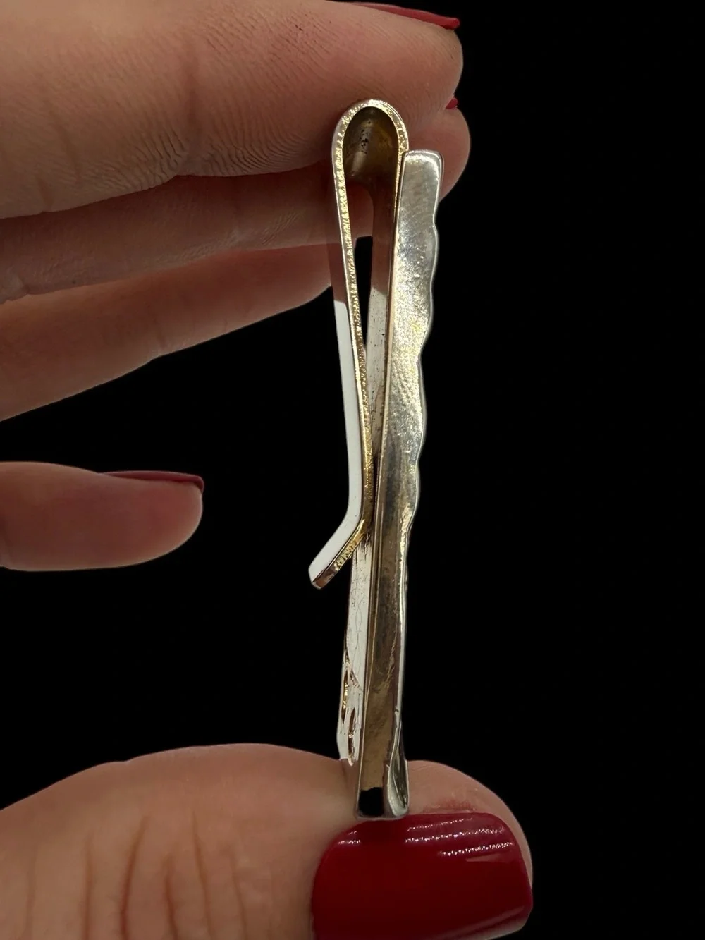 Vintage Lind 14K Gold-Plated Nugget Money Clip w/ Cubic Zirconia Accent- Signed